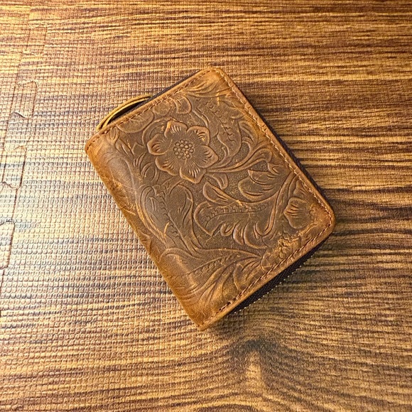 Accessories - Brown Leather Embossed Wallet